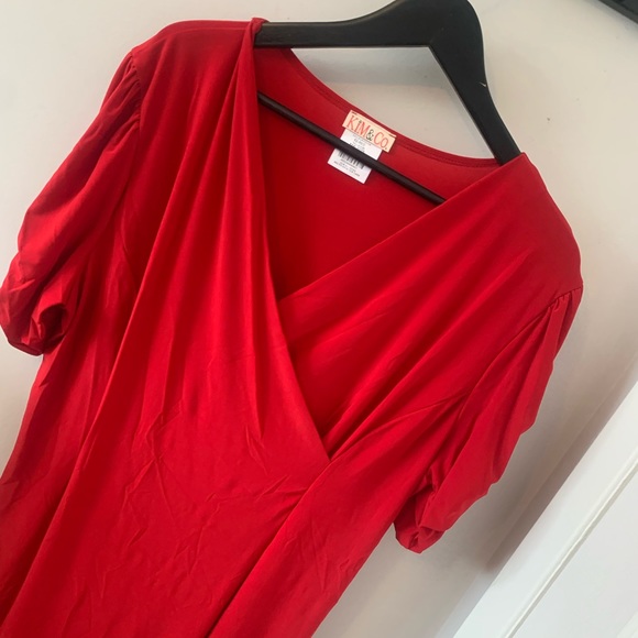 NWOT / Kim & Co. / Red / Stretch / Midi Dress - Picture 5 of 12